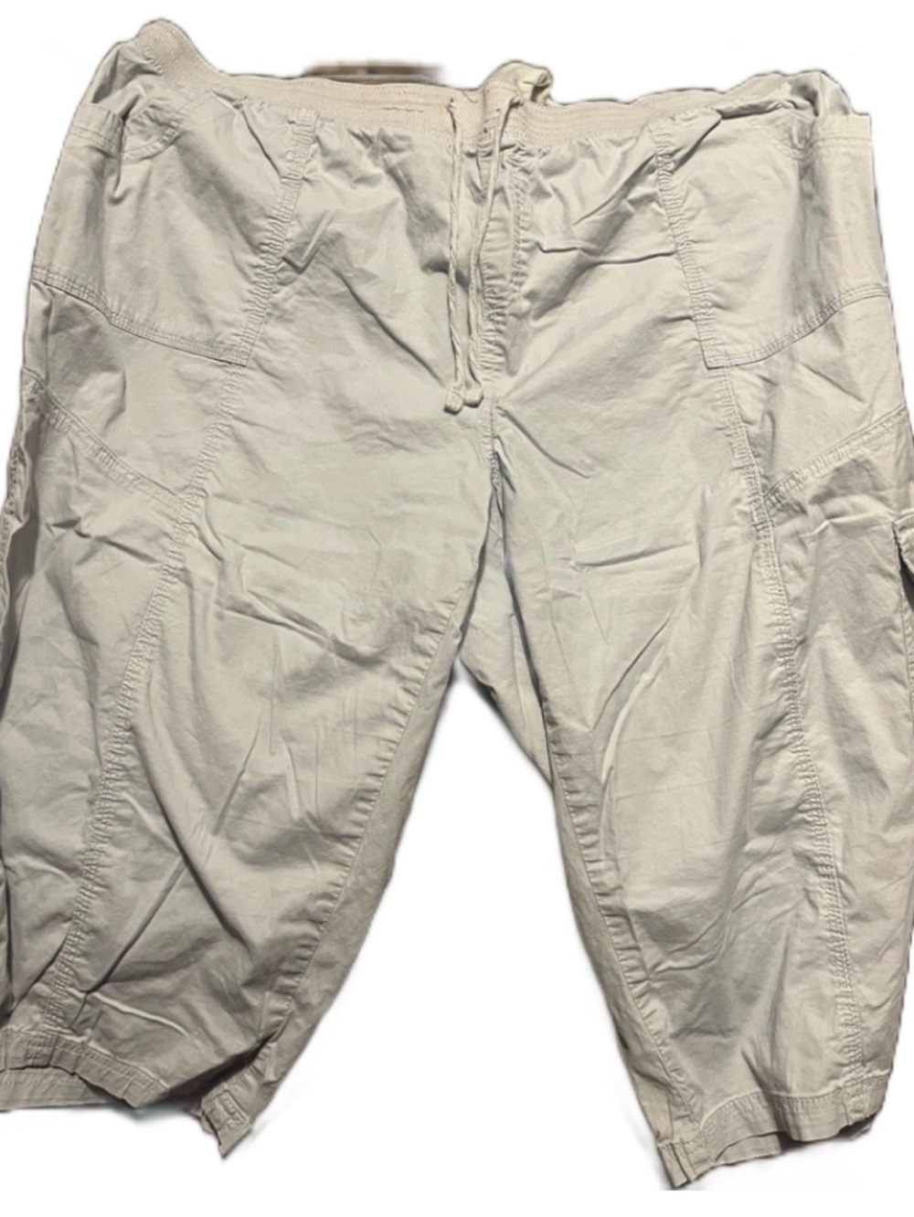 Casual Drawstring Cargo Pants - Light Gray.